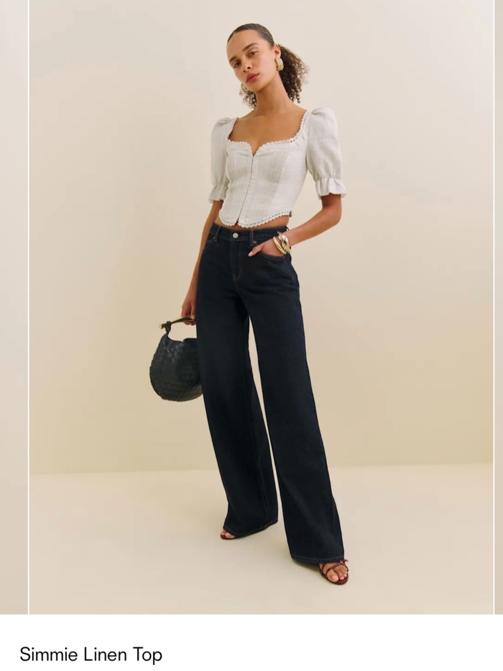 Reformation Simmie Linen Top Natural - Size 4 - Picture 3 of 9